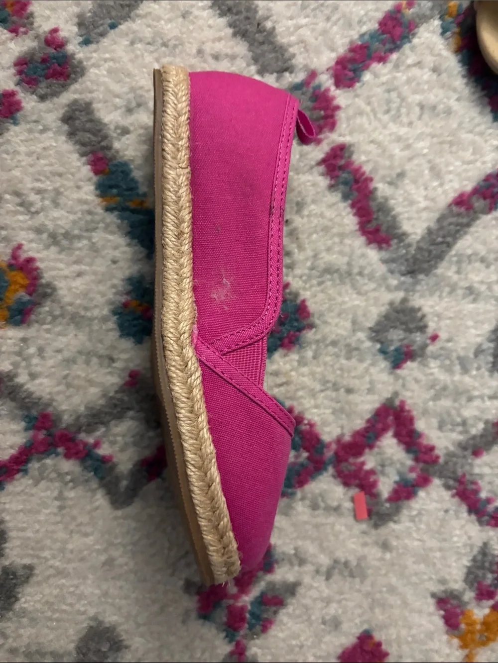 Gymboree Bright Pink Slip-On Flats with Rainbow & Ice Cream Embroidery